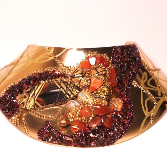 Gold Plated Choker, Ring and Earrings SET - Picture 5 of 12